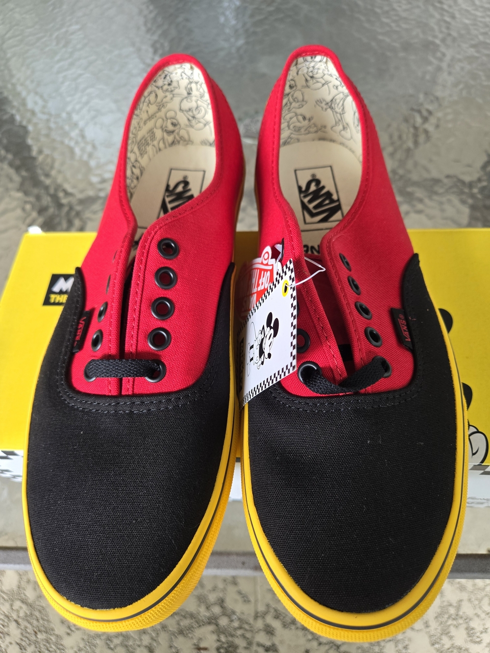 NWT Vans Authentic Disney Mickey Black Red Yellow Sneaker Size 9.5 Men 11 Women